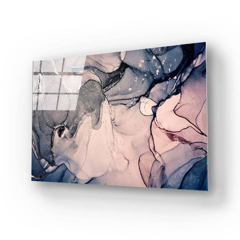 Abstract Light Blue and Baby Pink Alcohol Ink Marble Glass Wall Art - DIY - CreoGlass®