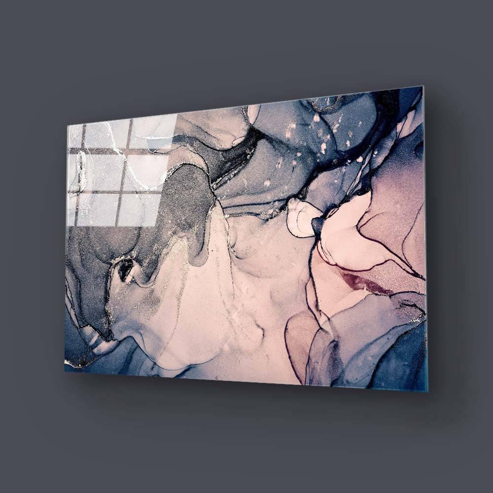 Abstract Light Blue and Baby Pink Alcohol Ink Marble Glass Wall Art - DIY - CreoGlass®