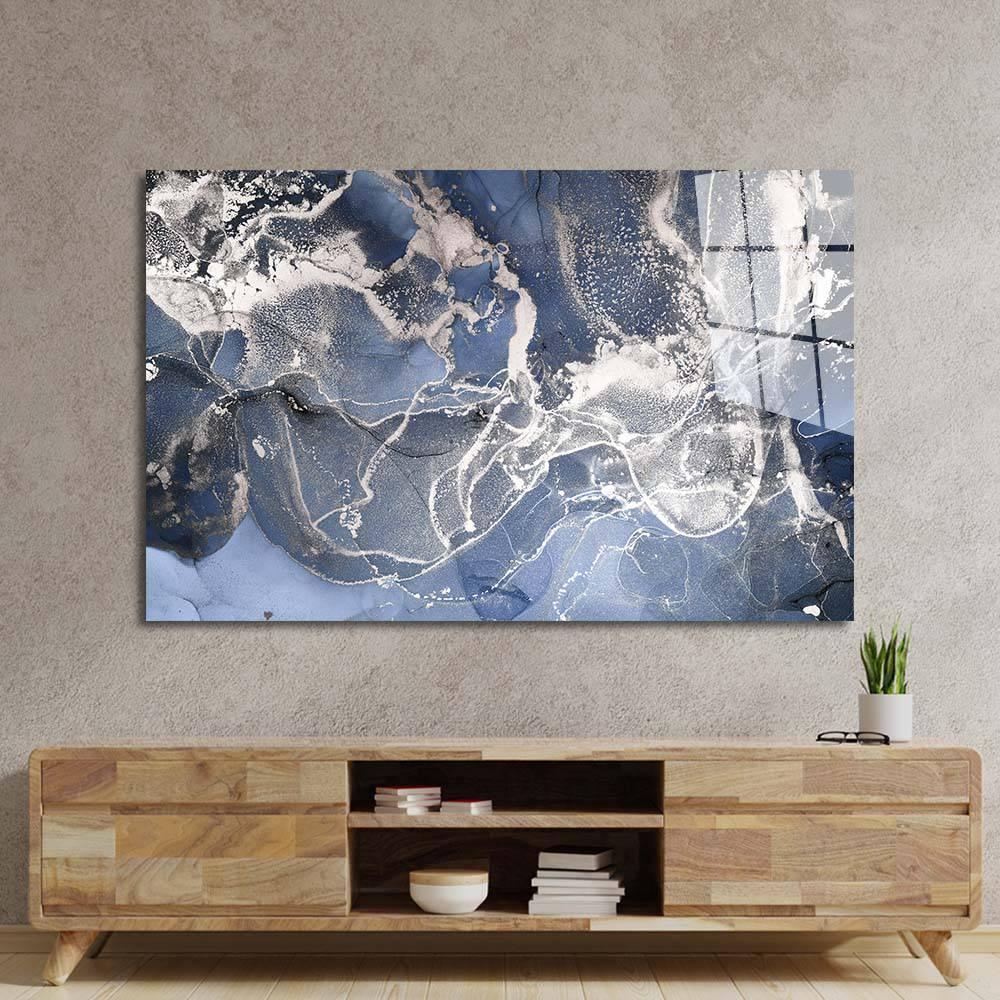 Abstract Light Blue Marble Glass Wall Art - DIY - CreoGlass®