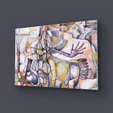Abstract Man, Woman and their Cat Glass Wall Art - DIY - CreoGlass®