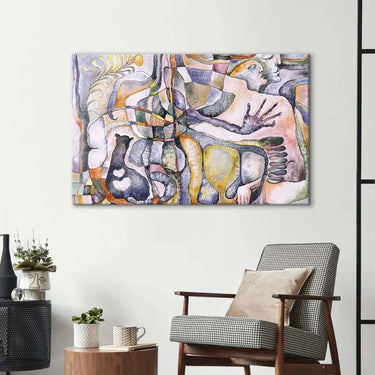 Abstract Man, Woman and their Cat Glass Wall Art - DIY - CreoGlass®