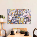 Abstract Man, Woman and their Cat Glass Wall Art - DIY - CreoGlass®