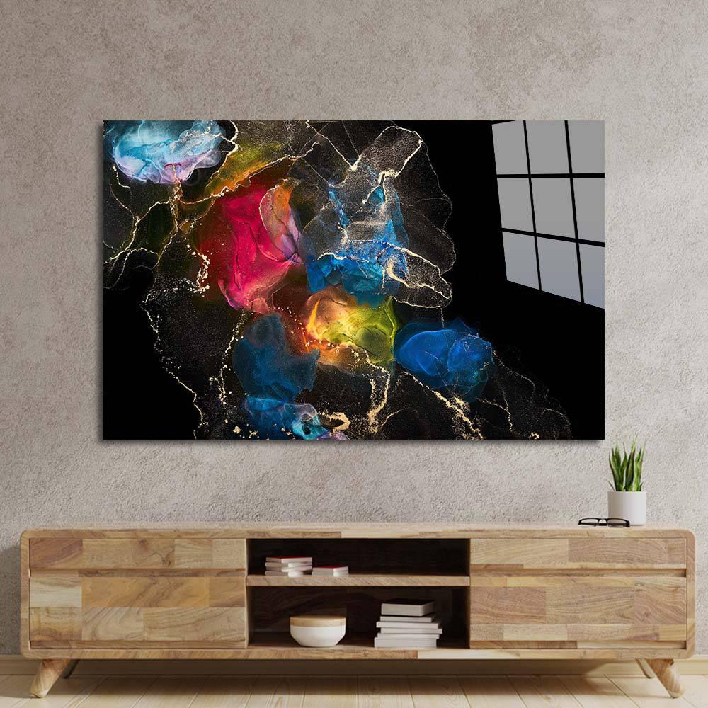 Abstract Multi-Coloured Alcohol Ink Marble Glass Wall Art - DIY - CreoGlass®