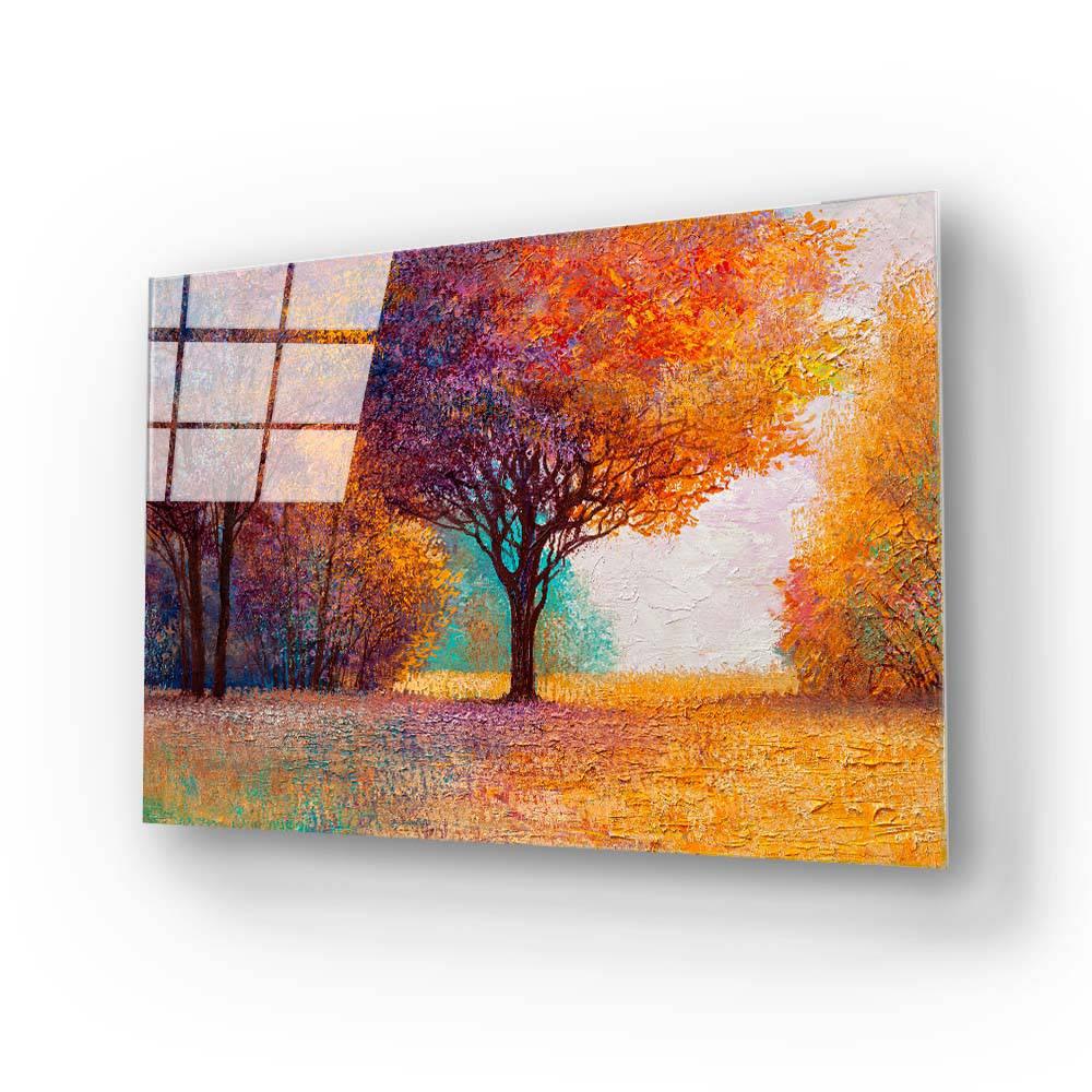 Autumn Forest Orange Leaves Glass Wall Art - DIY - CreoGlass®