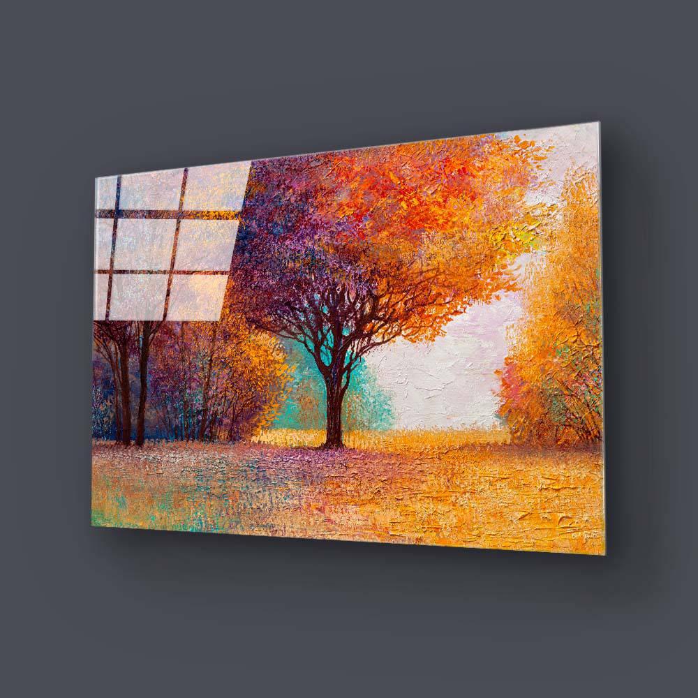 Autumn Forest Orange Leaves Glass Wall Art - DIY - CreoGlass®