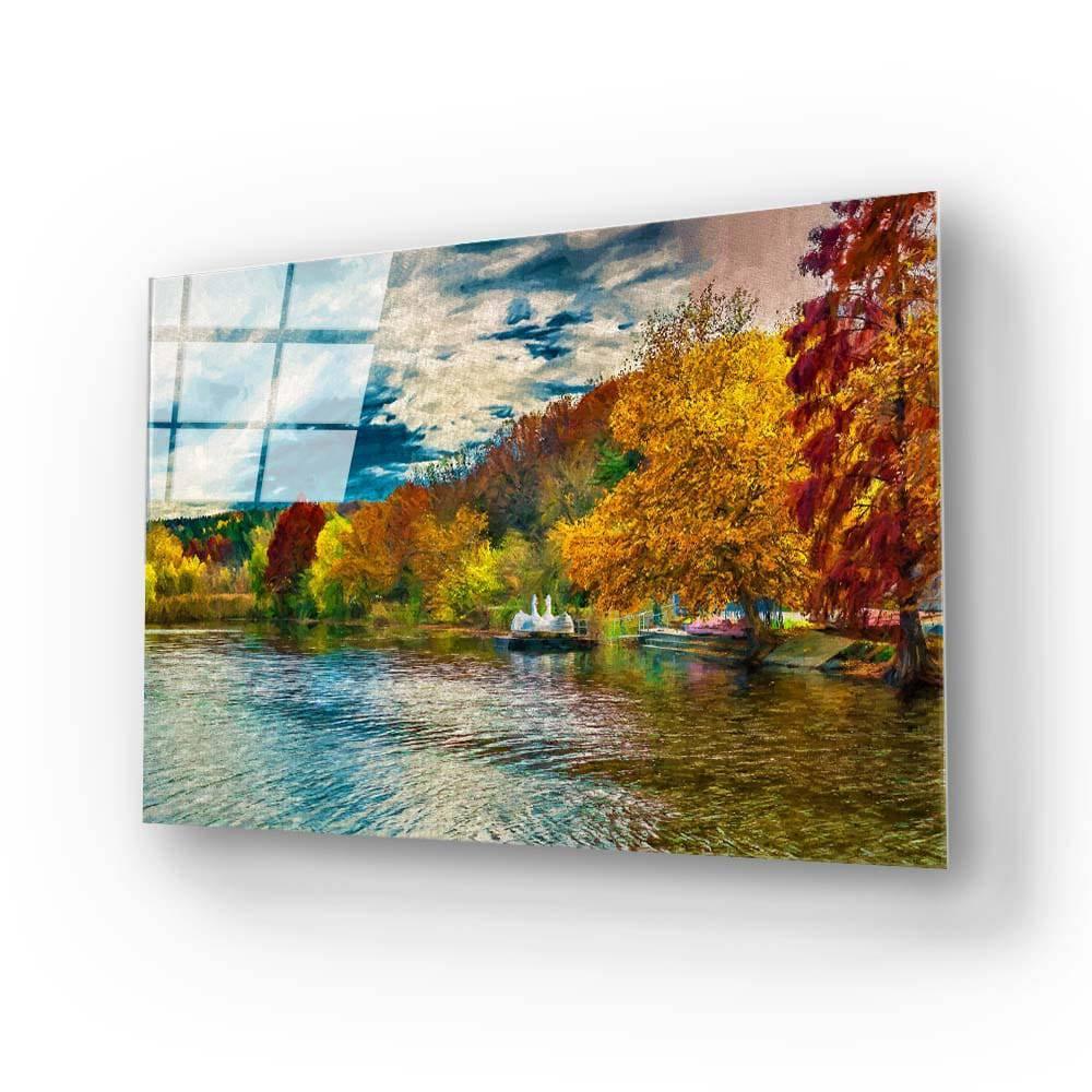 Autumn Swan Lake Glass Wall Art - DIY - CreoGlass®