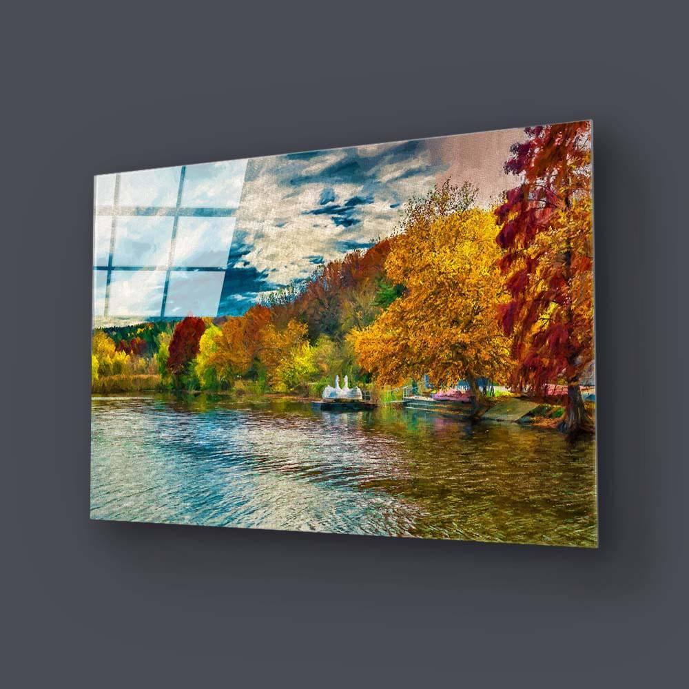 Autumn Swan Lake Glass Wall Art - DIY - CreoGlass®