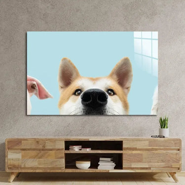 Banner Closeup Three Hide Dogs Head Glass Wall Art - DIY - CreoGlass®