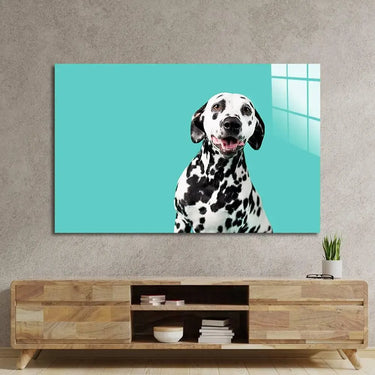Beautiful Dalmatian Dog On Coloured Background Glass Wall Art - DIY - CreoGlass®