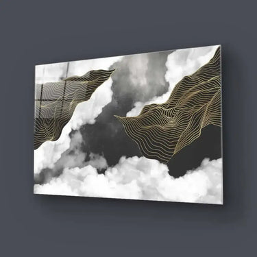 Black and Gold Geometric Clouds Glass Wall Art - DIY - CreoGlass®