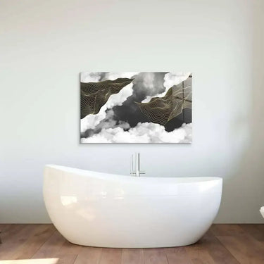 Black and Gold Geometric Clouds Glass Wall Art - DIY - CreoGlass®