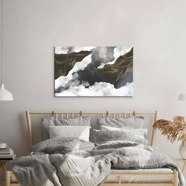 Black and Gold Geometric Clouds Glass Wall Art - DIY - CreoGlass®