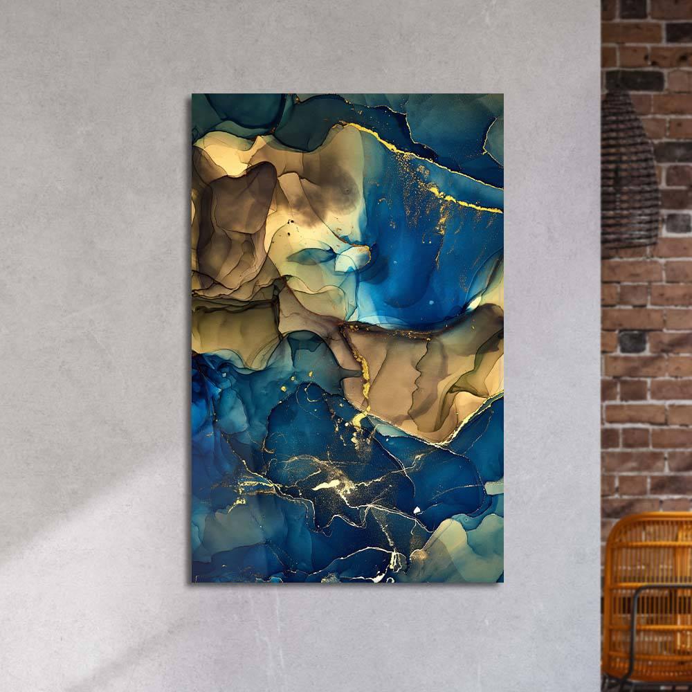 Blue and Gold Alcohol Ink Abstract Glass Wall Art - DIY - CreoGlass®