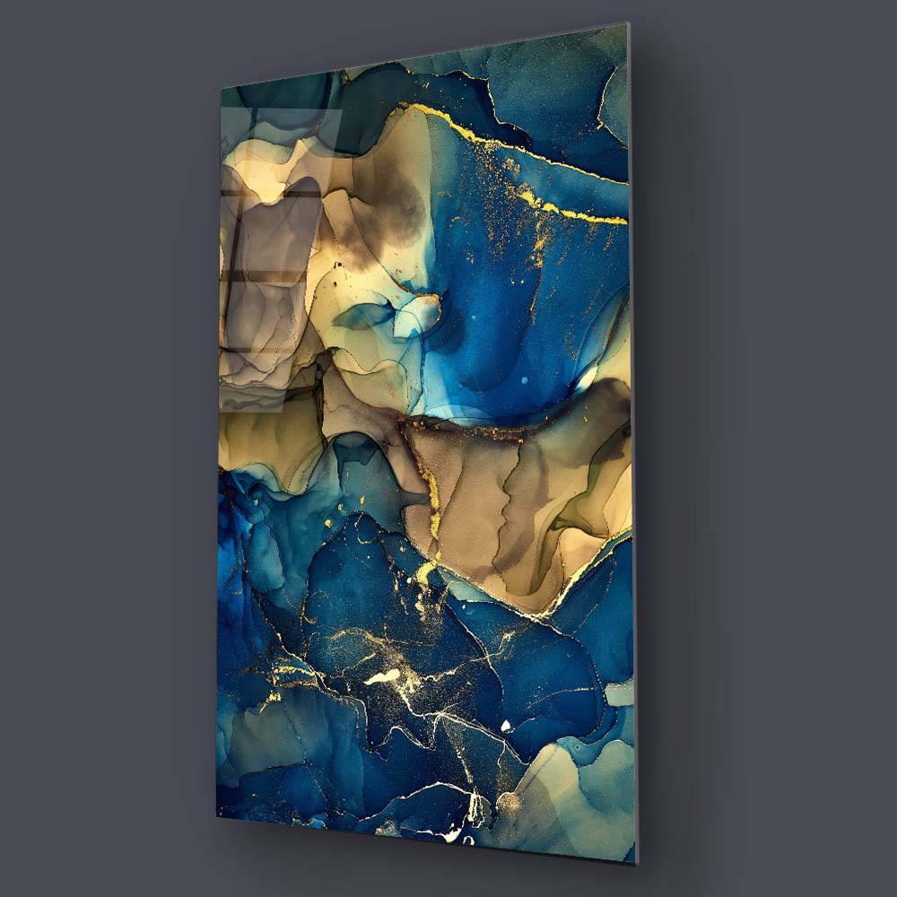 Blue and Gold Alcohol Ink Abstract Glass Wall Art - DIY - CreoGlass®