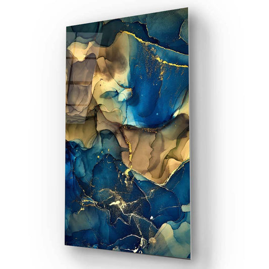 Blue and Gold Alcohol Ink Abstract Glass Wall Art - DIY - CreoGlass®