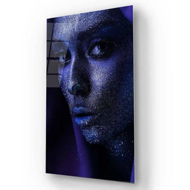 Blue Glitter Makeup Glass Wall Art - DIY - CreoGlass®