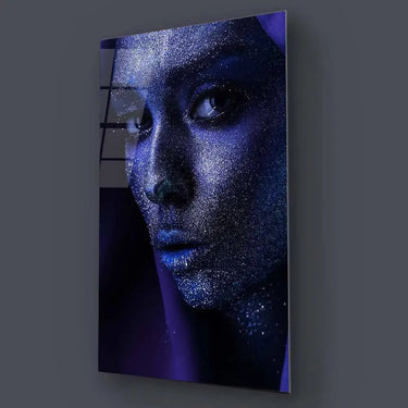 Blue Glitter Makeup Glass Wall Art - DIY - CreoGlass®