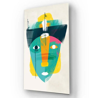 Bright Cubism of a Man with a Hat Glass Wall Art - DIY - CreoGlass®