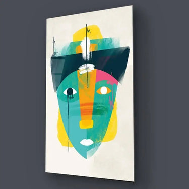 Bright Cubism of a Man with a Hat Glass Wall Art - DIY - CreoGlass®