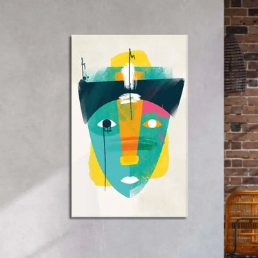 Bright Cubism of a Man with a Hat Glass Wall Art - DIY - CreoGlass®