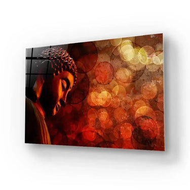 Bronze Zen Buddha Statue Meditating Blurred Glass Wall Art - DIY - CreoGlass®