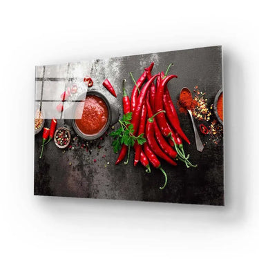 Bunch of Red Chillies Glass Wall Art - DIY - CreoGlass®