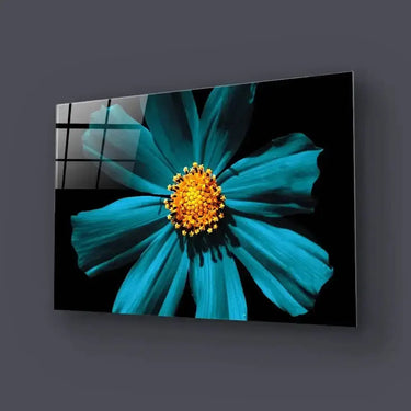 Cerulean Daisy Glass Wall Art - Landscape Sizes - DIY - CreoGlass®
