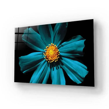 Cerulean Daisy Glass Wall Art - Landscape Sizes - DIY - CreoGlass®