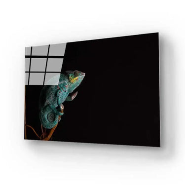 Chameleon Black Background Glass Wall Art - DIY - CreoGlass®