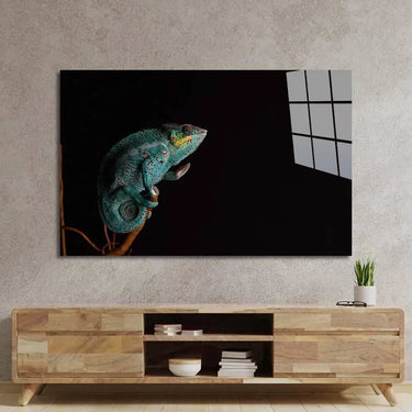 Chameleon Black Background Glass Wall Art - DIY - CreoGlass®