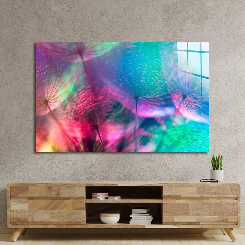 Colourful Dandelion Flowers Glass Wall Art - DIY - CreoGlass®