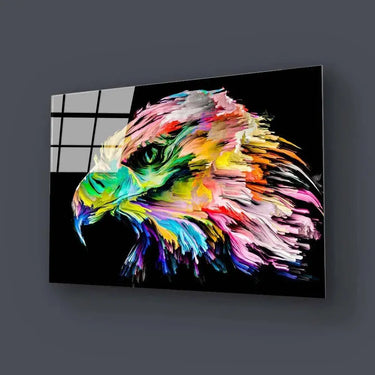Colourful Eagle Painting in Black Background Glass Wall Art - DIY - CreoGlass®