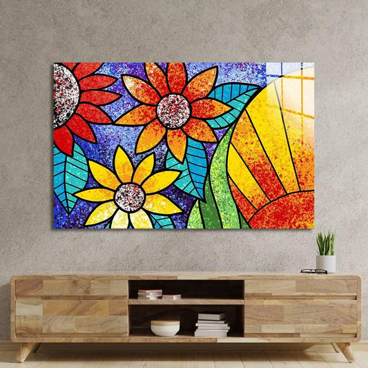 Colourful Flowers Glass Wall Art - DIY - CreoGlass®