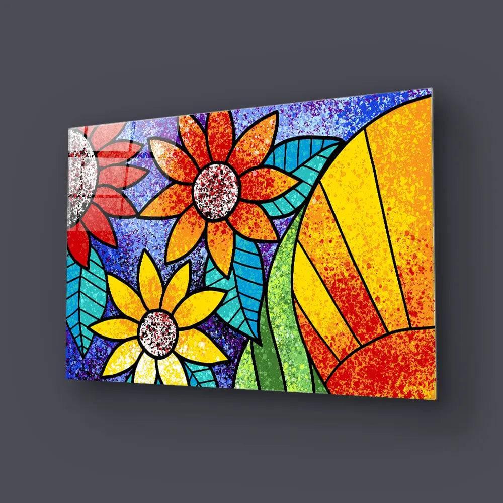 Colourful Flowers Glass Wall Art - DIY - CreoGlass®