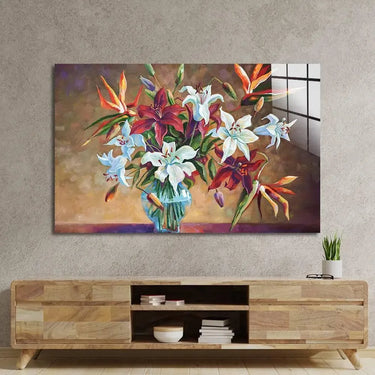 Colourful Lily Flowers Glass Wall Art - DIY - CreoGlass®