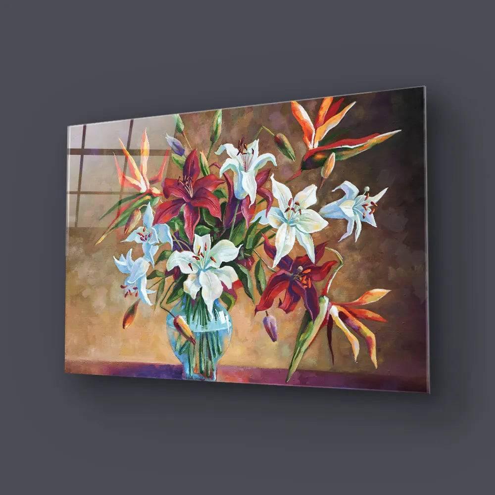 Colourful Lily Flowers Glass Wall Art - DIY - CreoGlass®