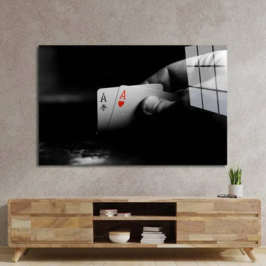 Double Aces Playing Cards Glass Wall Art - DIY - CreoGlass®