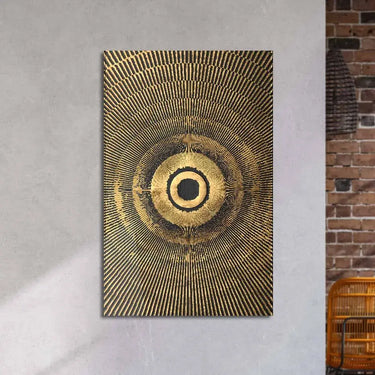 Egyptian Circle Sun Rays with Dark Textured Background Glass Wall Art - DIY - CreoGlass®