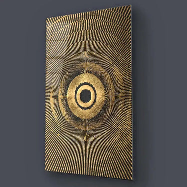 Egyptian Circle Sun Rays with Dark Textured Background Glass Wall Art - DIY - CreoGlass®