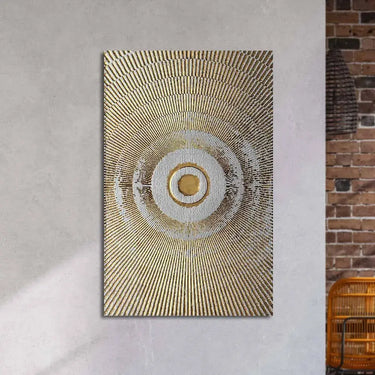 Egyptian Circle Sun Rays with Light Textured Background Glass Wall Art - DIY - CreoGlass®