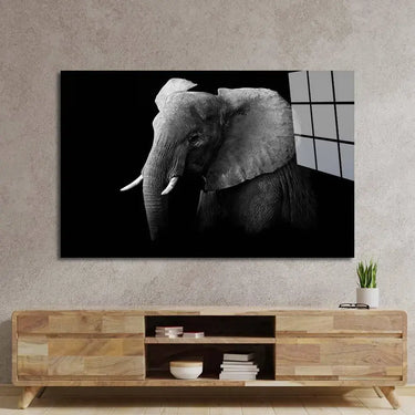 Elephant Black and White Glass Wall Art - DIY - CreoGlass®