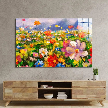 Flowers Monet Meadow 2 Glass Wall Art - DIY - CreoGlass®