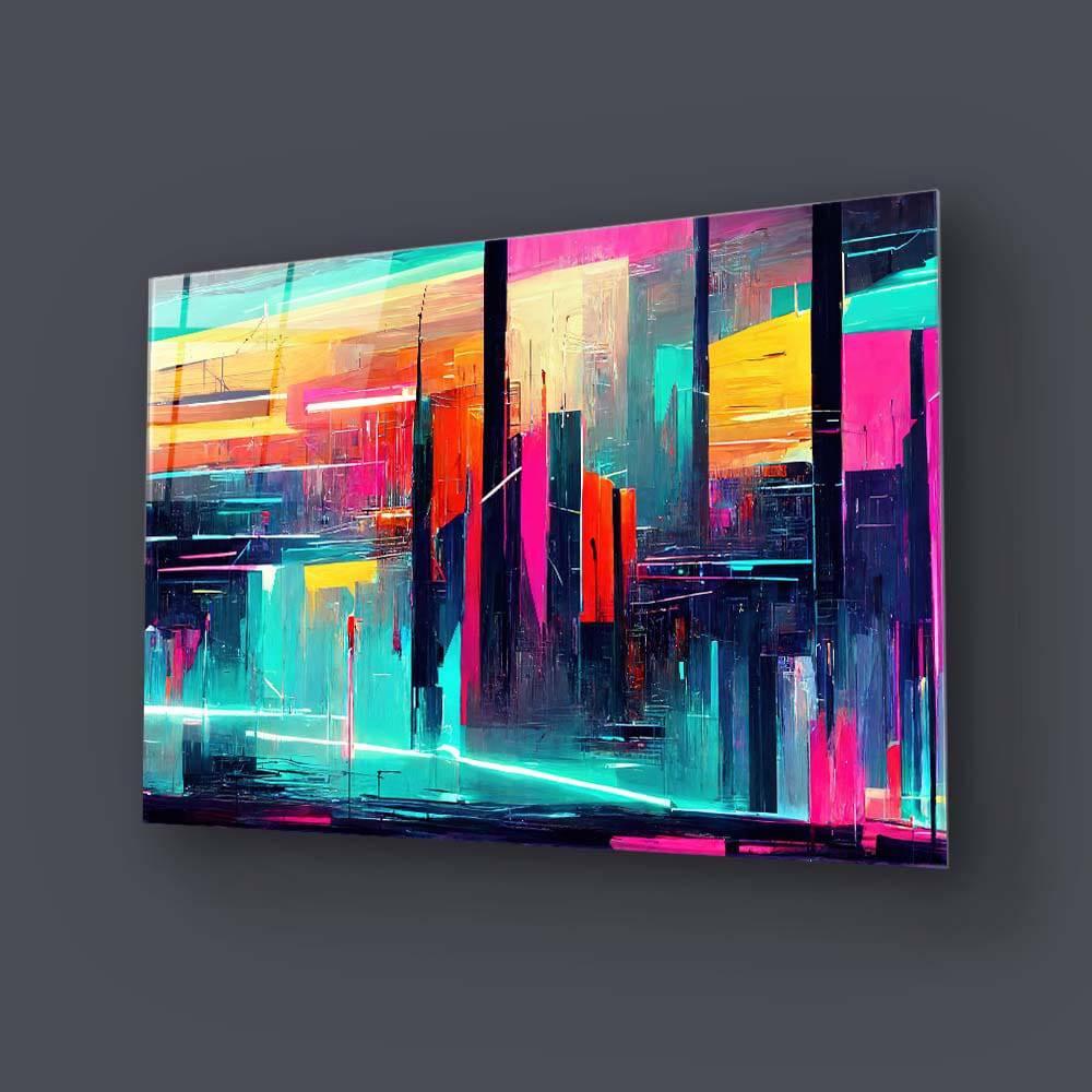 Futuristic Neon City Glass Wall Art - DIY - CreoGlass®