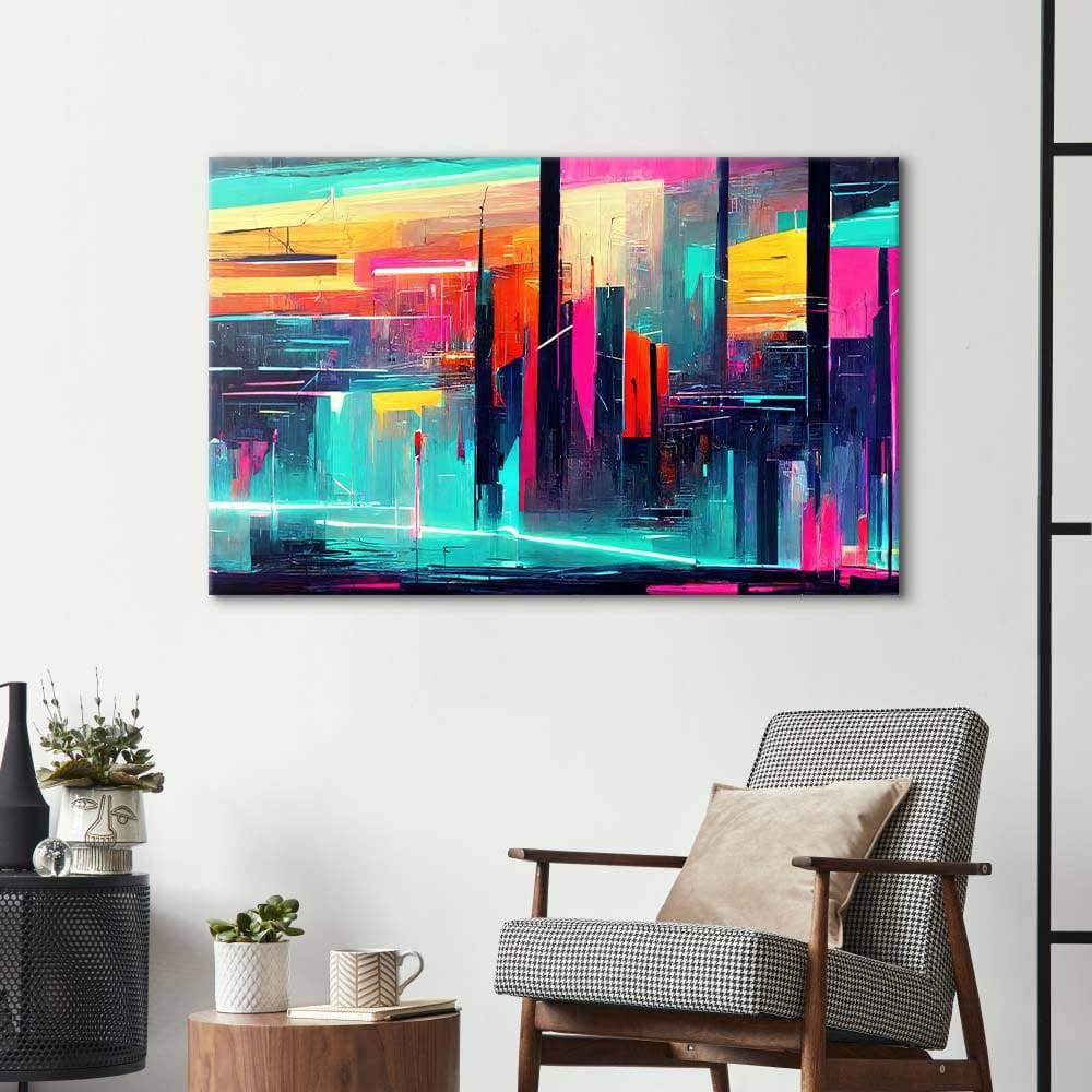 Futuristic Neon City Glass Wall Art - DIY - CreoGlass®