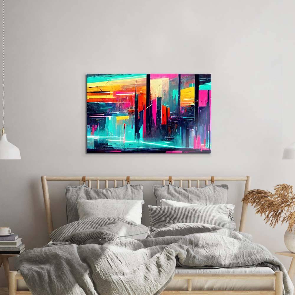 Futuristic Neon City Glass Wall Art - DIY - CreoGlass®