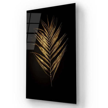 Golden Leaf on a Black Background Glass Wall Art - DIY - CreoGlass®