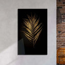 Golden Leaf on a Black Background Glass Wall Art - DIY - CreoGlass®