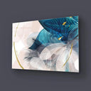 Golden Painted Circle with Turquoise Leaves Glass Wall Art - Landscape Sizes - DIY - CreoGlass®