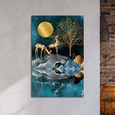 Grazing Golden Deer Glass Wall Art - DIY - CreoGlass®