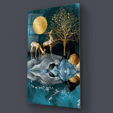 Grazing Golden Deer Glass Wall Art - DIY - CreoGlass®